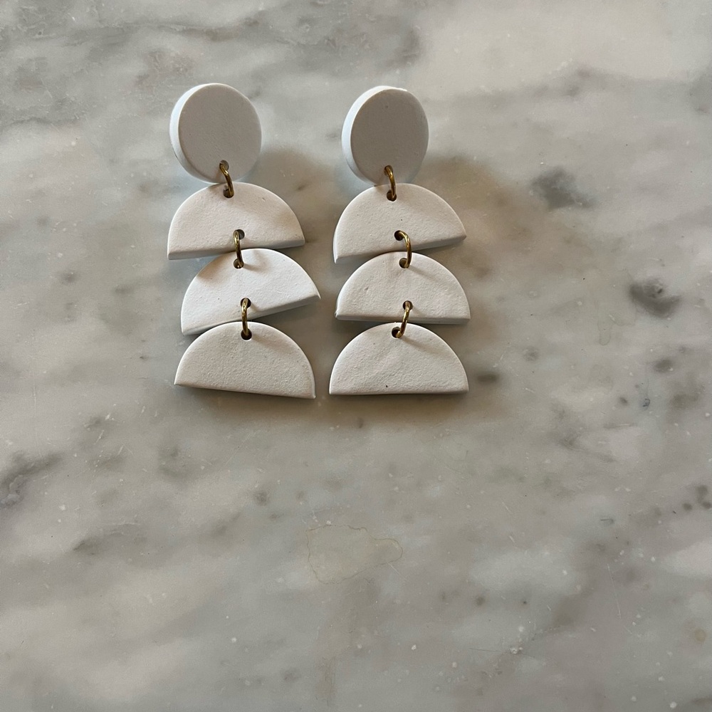 Handmade Clay Geometric Dangle Earrings